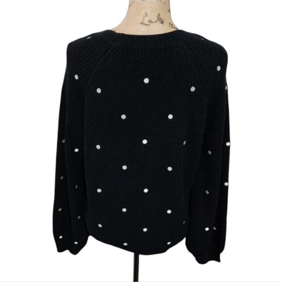 Lucky brand black and white polka dot sweater size‎ medium - Picture 2 of 6